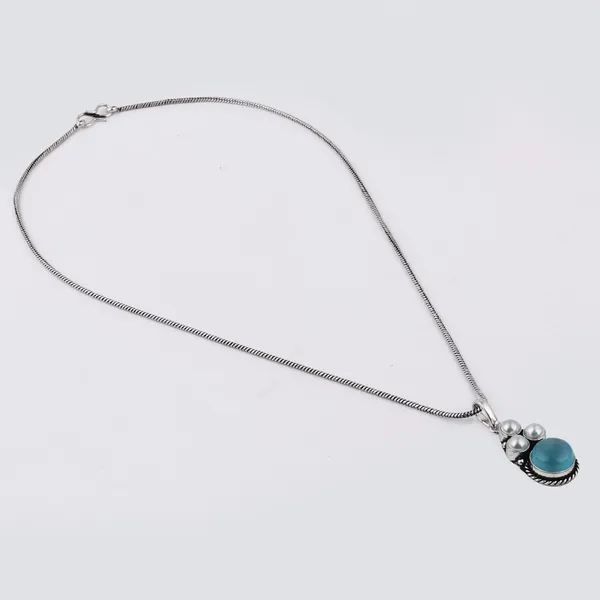 Silver_Oxidised_Finish_Pearl_&_Stone_Pendant_Set_Blue