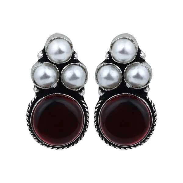 Silver_Oxidised_Finish_Pearl_&_Stone_Pendant_Set_Blue
