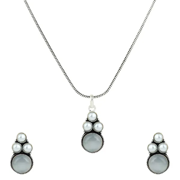 Silver_Oxidised_Finish_Pearl_&_Stone_Pendant_Set_Blue