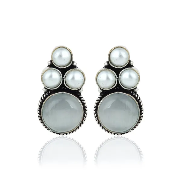Silver_Oxidised_Finish_Pearl_&_Stone_Pendant_Set_Blue