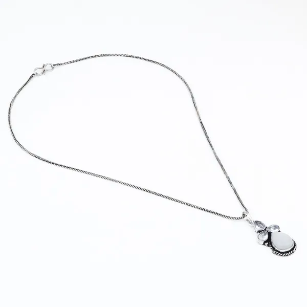 Silver_Oxydised_Delicate_AD_stone_Pendant_Set