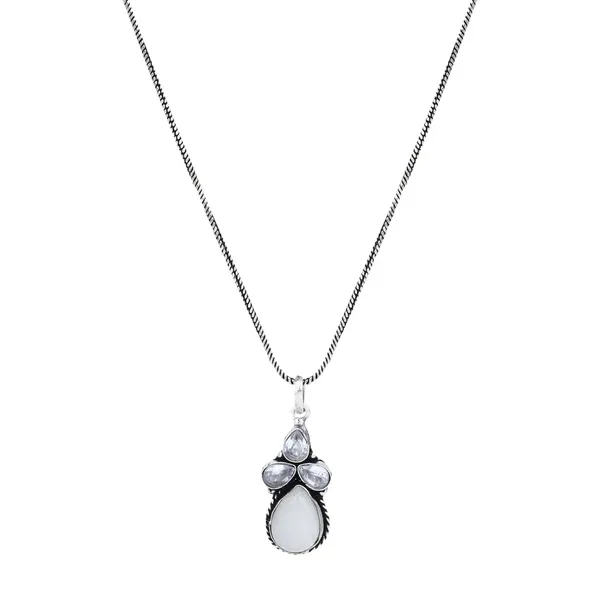 Silver_Oxydised_Delicate_Ad_Stone_Pendant_Set