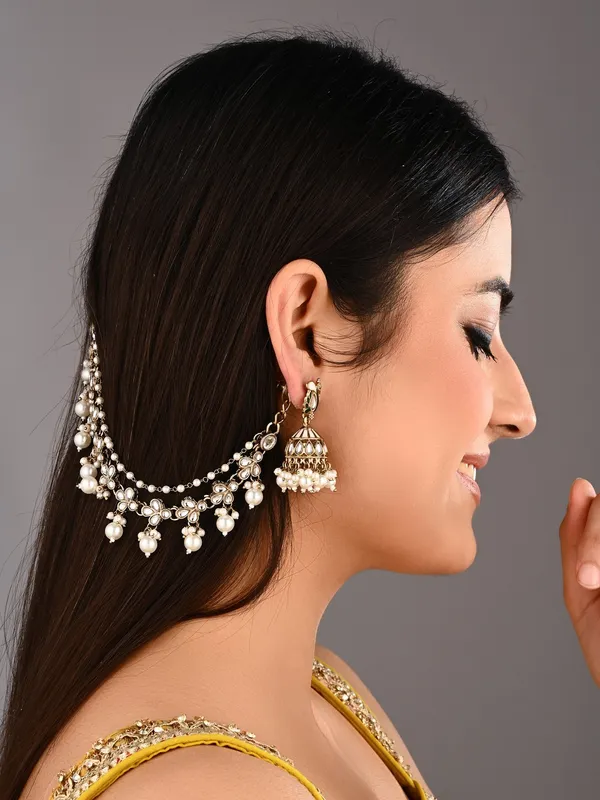 Kundan_&_Beads_double_layered_ear_chains_with_pearl_cluster