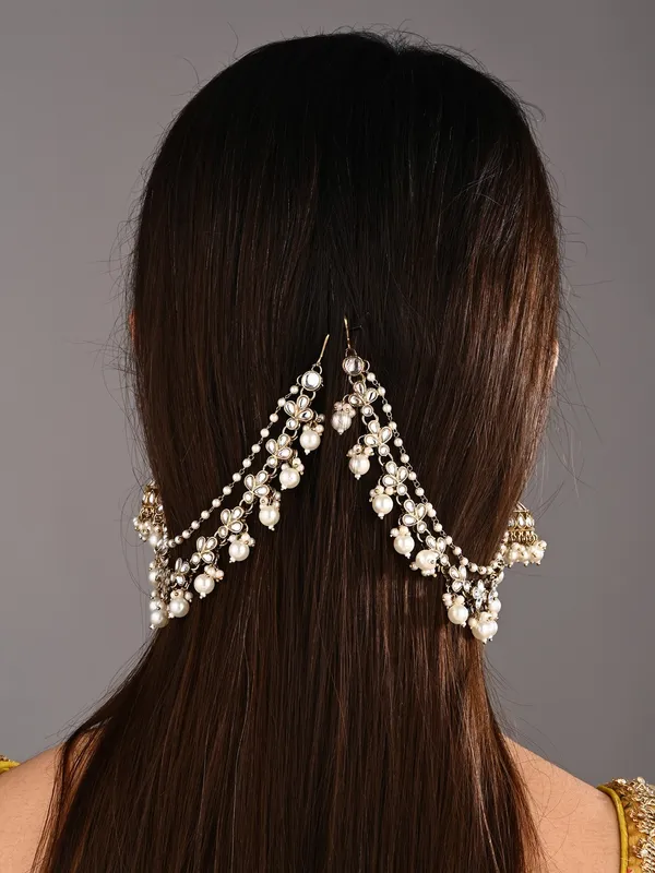 Kundan_&_Beads_double_layered_ear_chains_with_pearl_cluster