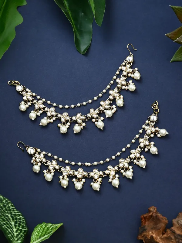Kundan_&_Beads_double_layered_ear_chains_with_pearl_cluster