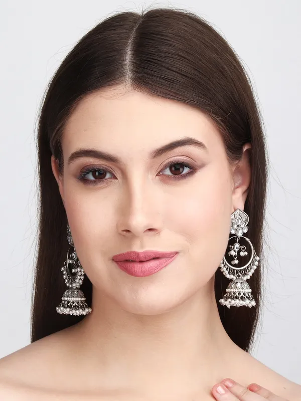 Antique_Silver_3_in_1_Studs,_Chandbali_Jhumka_Earrings