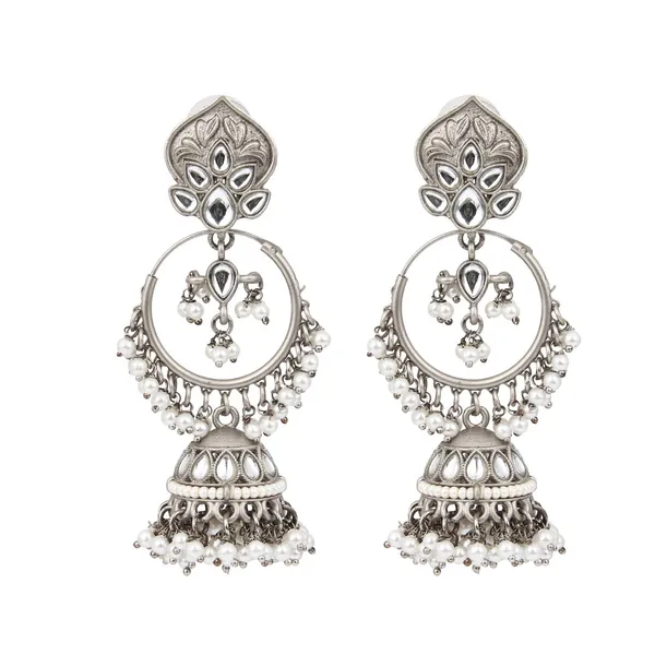 Antique_Silver_3_in_1_Studs,_Chandbali_Jhumka_Earrings