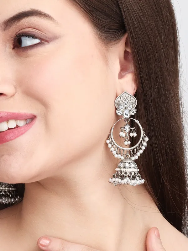 Antique_Silver_3_in_1_Studs,_Chandbali_Jhumka_Earrings