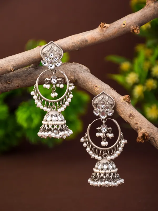 Antique_Silver_3_In_1_Studs,_Chandbali_Jhumka_Earrings