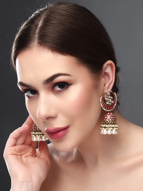 Enamelled_Kundan_Dome_Jhumka_Earrings