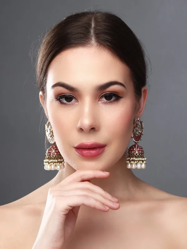 Enamelled_Kundan_Dome_Jhumka_Earrings