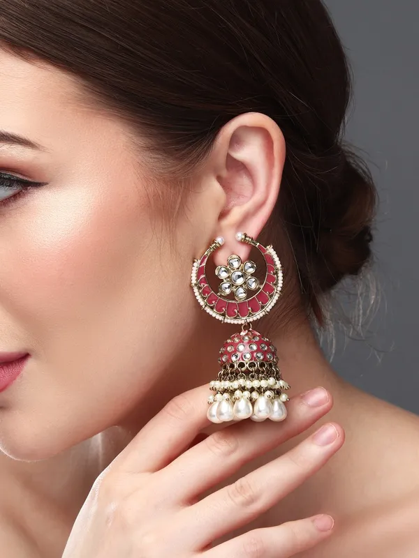 Enamelled_Kundan_Dome_Jhumka_Earrings