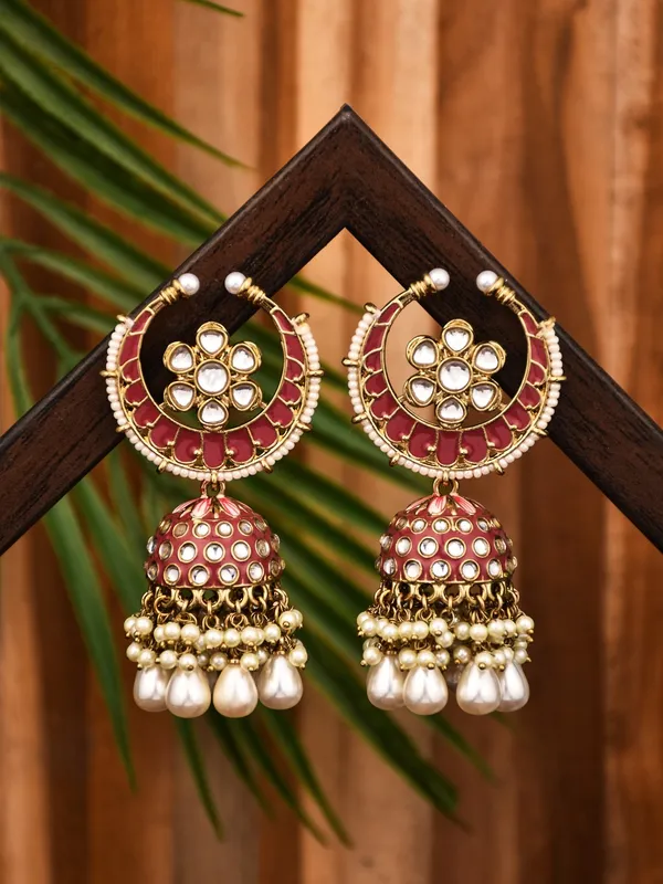 Enamelled_Kundan_Dome_Jhumka_Earrings