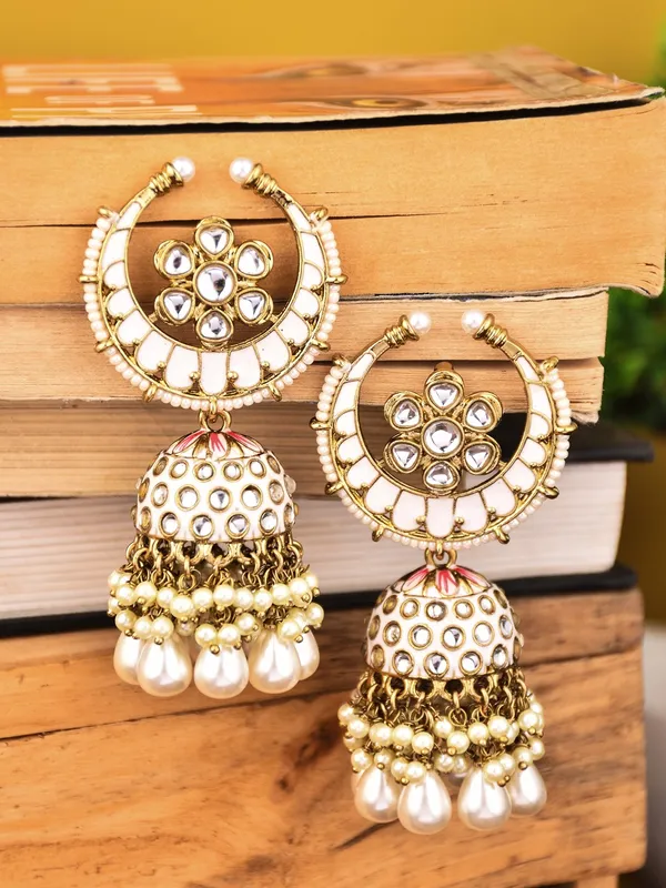 Enamelled_Kundan_Dome_Jhumka_Earrings