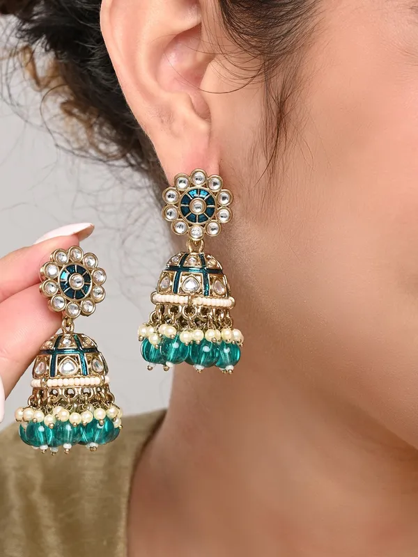 Floral_Kundan_Dome_Jhumka_Earrings