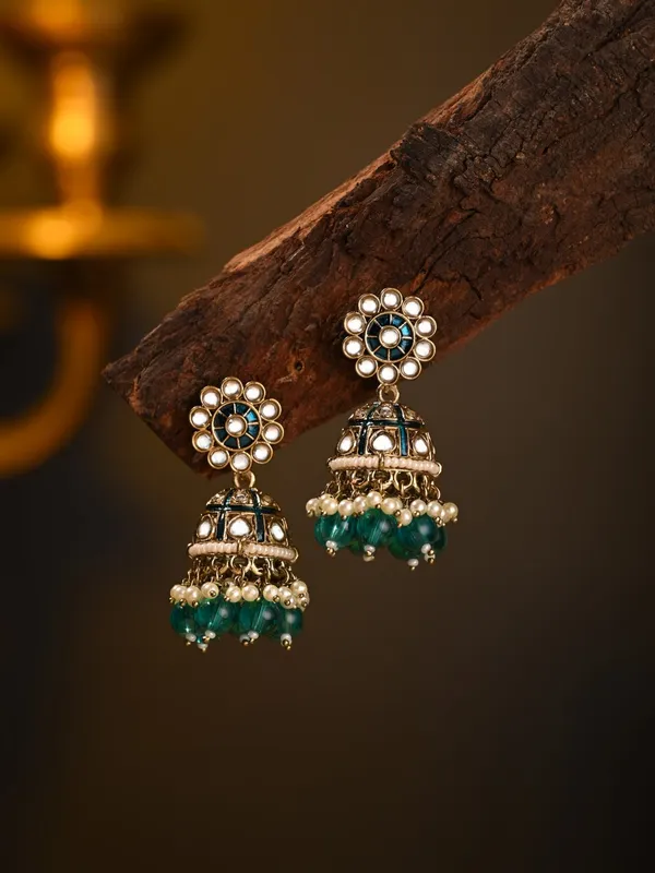 Floral_Kundan_Dome_Jhumka_Earrings