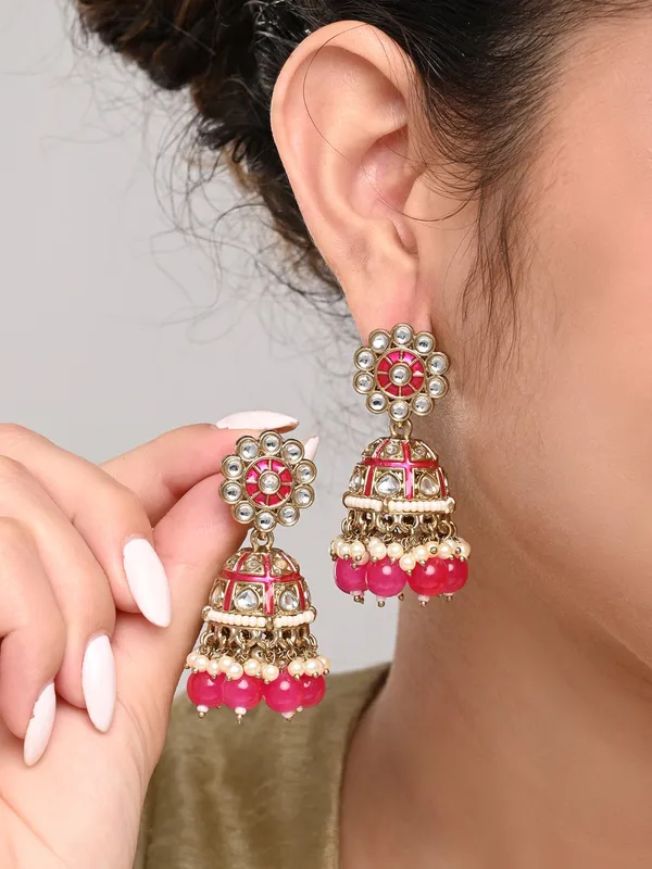 Floral_Kundan_Dome_Jhumka_Earrings