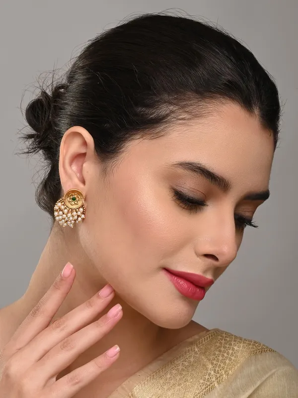 Antique_Finish_Brass_Pearl_Cluster_Stud_Earrings