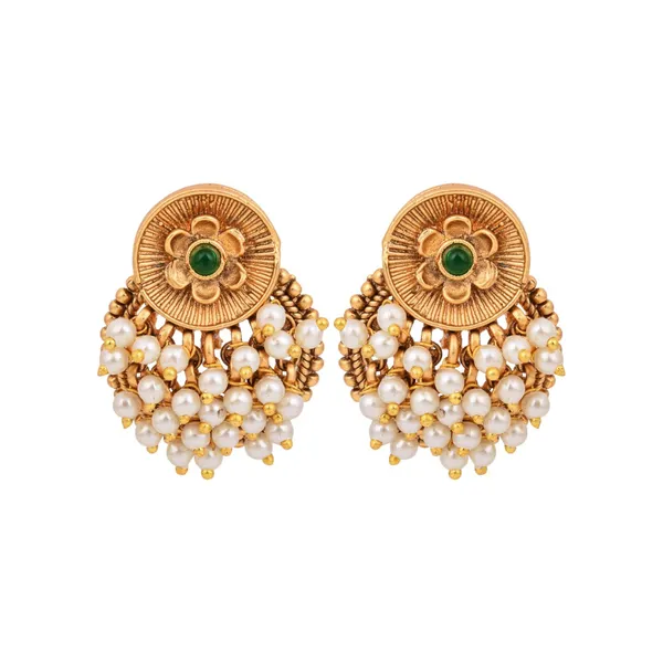Antique_Finish_Brass_Pearl_Cluster_Stud_Earrings