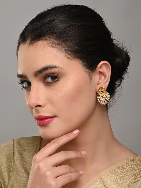 Antique_Finish_Brass_Pearl_Cluster_Stud_Earrings