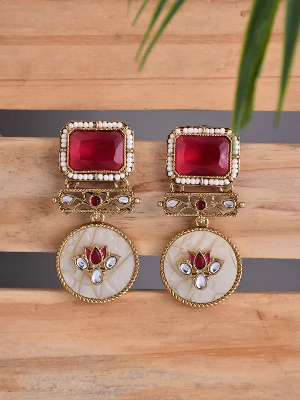 Lotus_Motif_Pink_Stone_Drop_Earrings