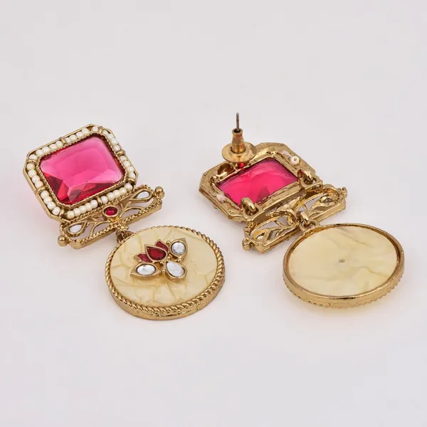 Lotus_Motif_Pink_Stone_Drop_Earrings