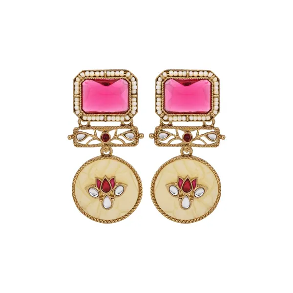Lotus_Motif_Pink_Stone_Drop_Earrings