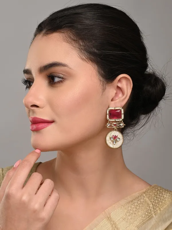 Lotus_Motif_Pink_Stone_Drop_Earrings