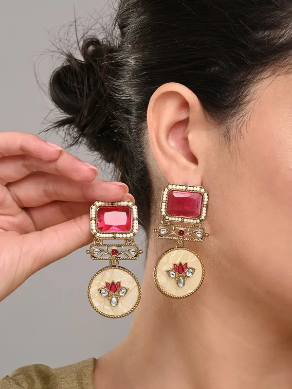 Lotus_Motif_Pink_Stone_Drop_Earrings