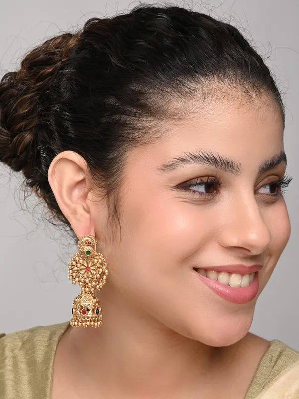 Gold_plated_temple_bird_&_jhumka_earring