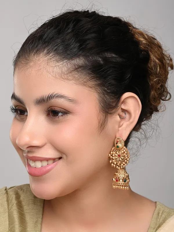 Gold_plated_temple_bird_&_jhumka_earring