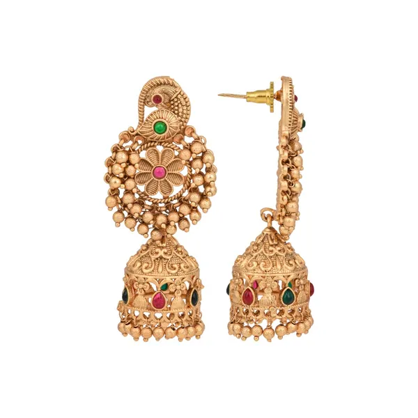Gold_plated_temple_bird_&_jhumka_earring