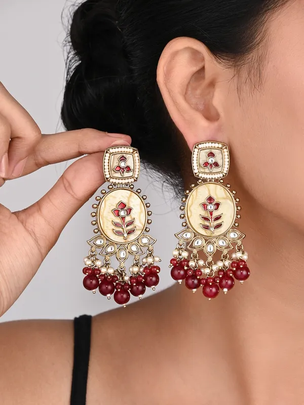 Contemporary_kundan,_MOP_&_Meenakari_Drop_Earring