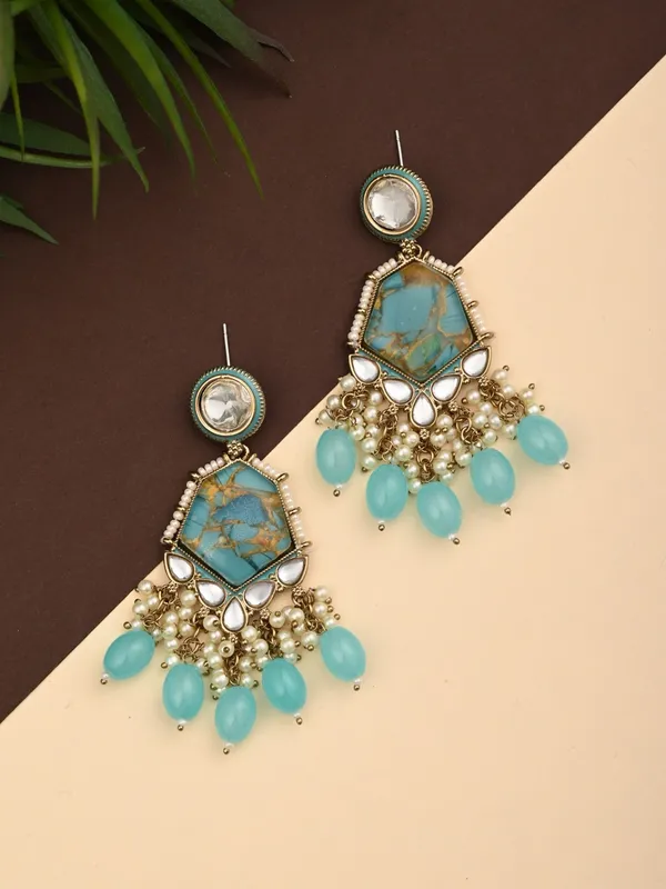 Gold_plated_two_tone_Geometric_stone_drop_earring