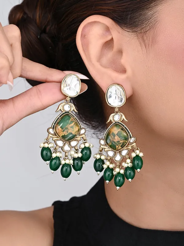 Gold_Plated_Two_Tone_Pear_Shaped_Stone_Drop_Earring