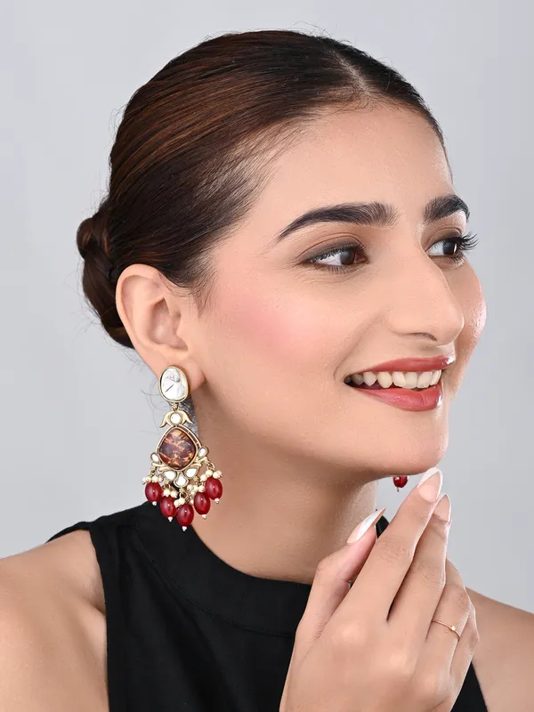 Gold_Plated_Two_Tone_Pear_Shaped_Stone_Drop_Earring