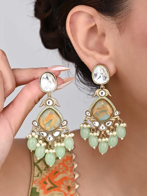Gold_Plated_Two_Tone_Pear_Shaped_Stone_Drop_Earring