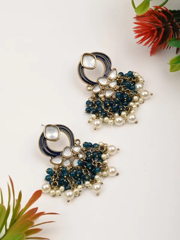 Gold-Plated_Meenakari_Stud_Earrings_with_Kundan_&_Pearl_Cluster_drops
