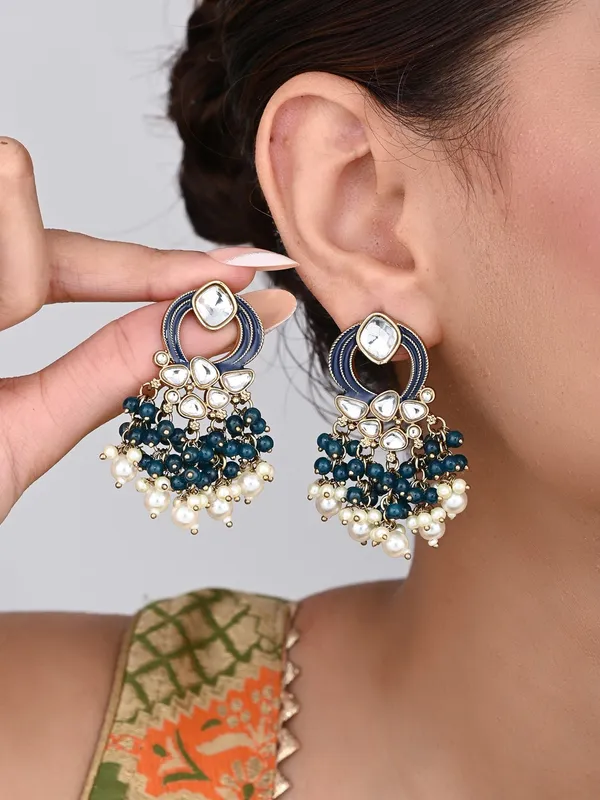 Gold-Plated_Meenakari_Stud_Earrings_with_Kundan_&_Pearl_Cluster_drops