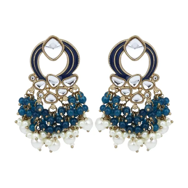 Gold_Plated_Meenakari_Stud_Earrings_With_Kundan_&_Pearl_Cluster_Drops