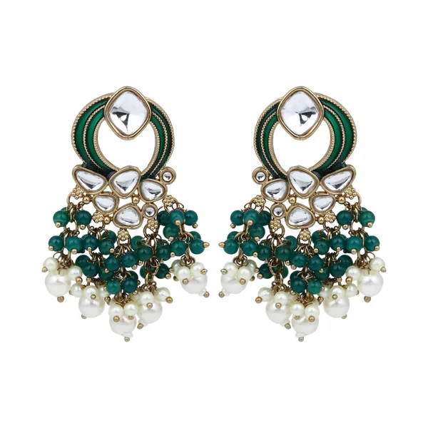Gold_Plated_Meenakari_Stud_Earrings_With_Kundan_&_Pearl_Cluster_Drops