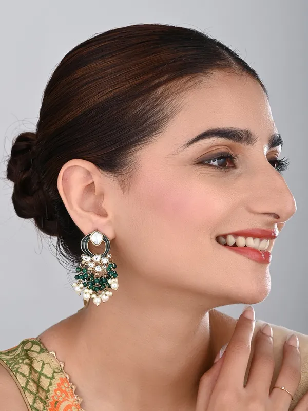 Gold_Plated_Meenakari_Stud_Earrings_With_Kundan_&_Pearl_Cluster_Drops