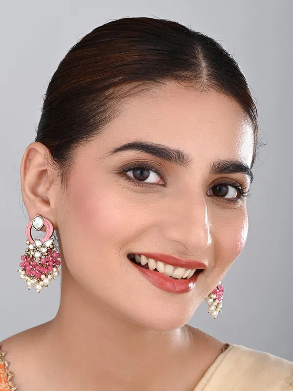 Gold-Plated_Meenakari_Stud_Earrings_with_Kundan_&_Pearl_Cluster_drops