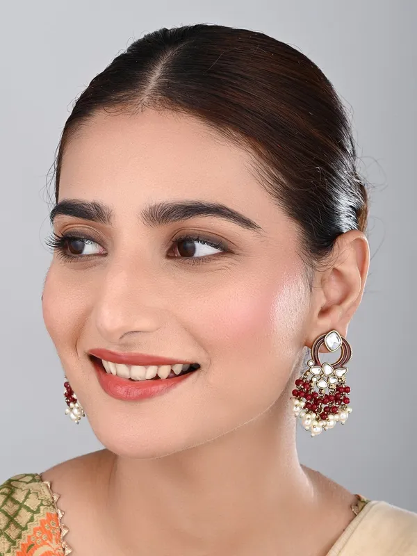 Gold-Plated_Meenakari_Stud_Earrings_with_Kundan_&_Pearl_Cluster_drops