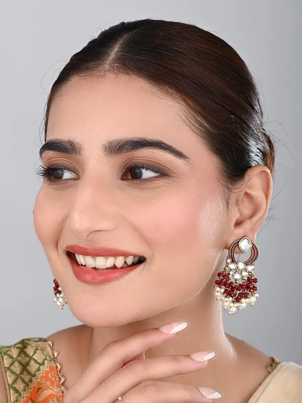 Gold-Plated_Meenakari_Stud_Earrings_with_Kundan_&_Pearl_Cluster_drops