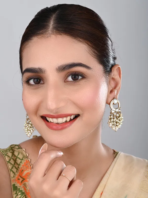 Gold_Plated_Meenakari_Stud_Earrings_With_Kundan_&_Pearl_Cluster_Drops