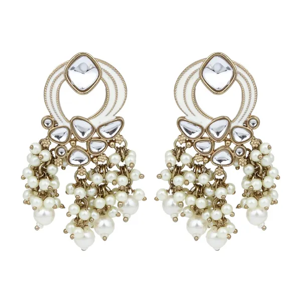 Gold_Plated_Meenakari_Stud_Earrings_With_Kundan_&_Pearl_Cluster_Drops