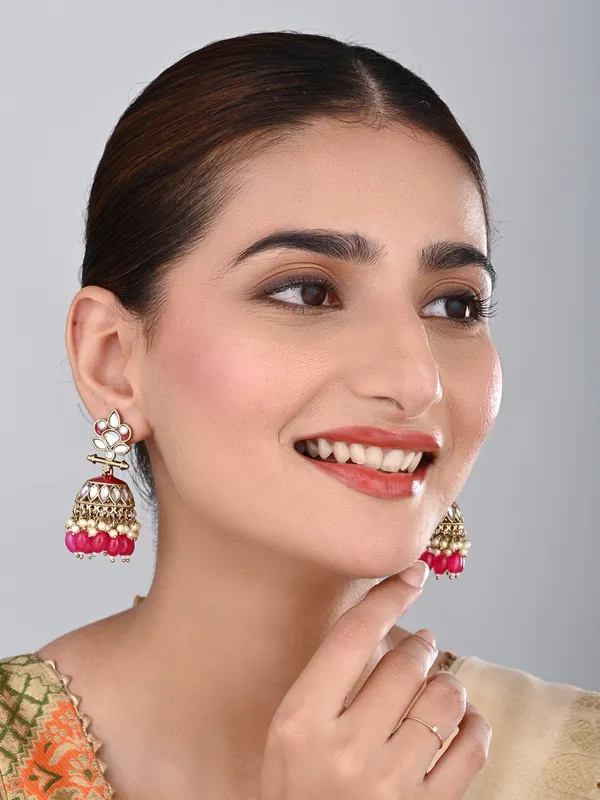 Gold_plated_Kundan_&_Meenakari_Jhumka_Earrings