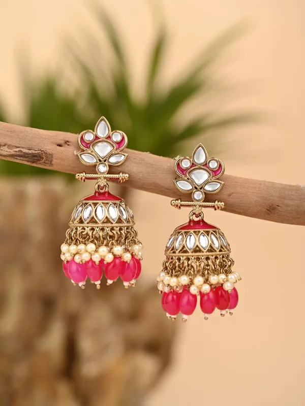 Gold_plated_Kundan_&_Meenakari_Jhumka_Earrings