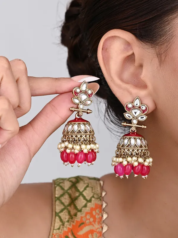 Gold_plated_Kundan_&_Meenakari_Jhumka_Earrings
